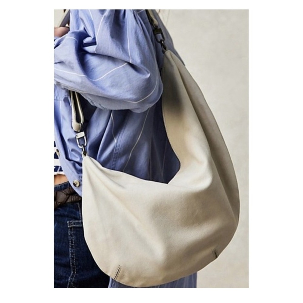 Free People We The Free Hudson Sling Bag Cream Leather Oversized Crossbody